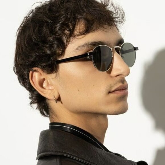 NEW SL707 002 SAINT LAURENT SUNGLASSES UNISEX ROUND GOLD EYEWEAR SL 707 002 - Picture 4 of 5